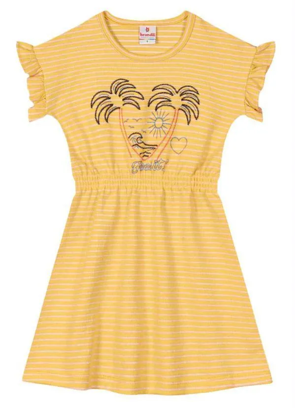 Brandili - Vestido Infantil Menina em Malha Amarelo 2