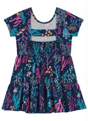 Brandili - Vestido Infantil Menina em Malha Azul - BRANDILI