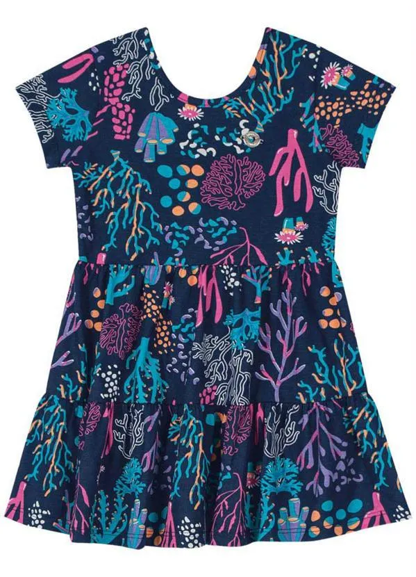 Brandili - Vestido Infantil Menina em Malha Azul