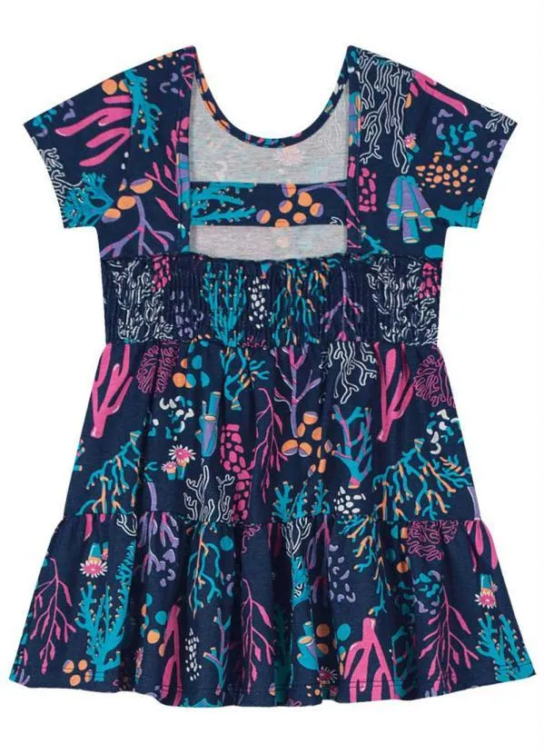 Brandili - Vestido Infantil Menina em Malha Azul 2