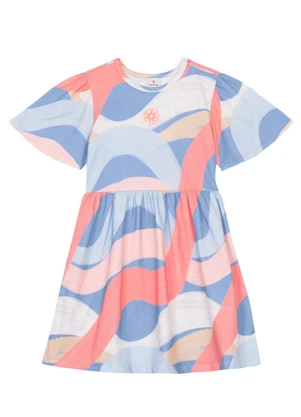 Brandili - Vestido Infantil Menina em Malha Azul - BRANDILI