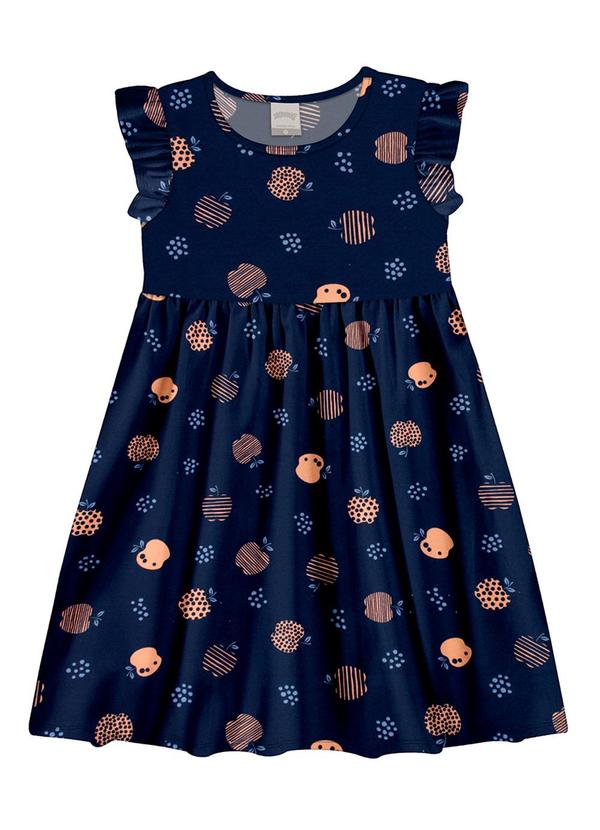 Alakazoo - Vestido Infantil Menina em Malha Estampado Azul