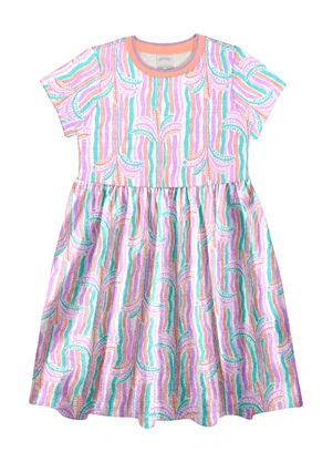 Alakazoo - Vestido Infantil Menina em Malha Estampado Roxo - ALAKAZOO