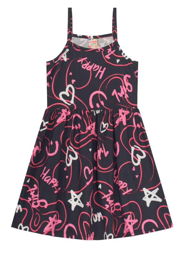 Brandili - Vestido Infantil Menina em Malha Preto