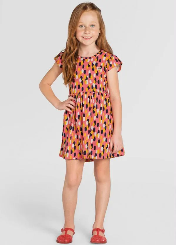 Brandili - Vestido Infantil Menina em Malha Rosa