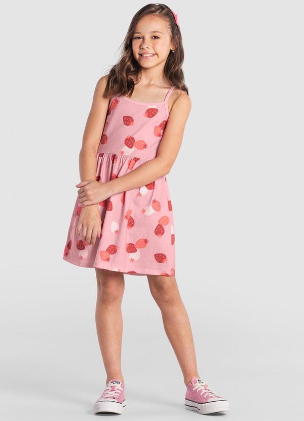 Brandili - Vestido Infantil Menina em Malha Rosa