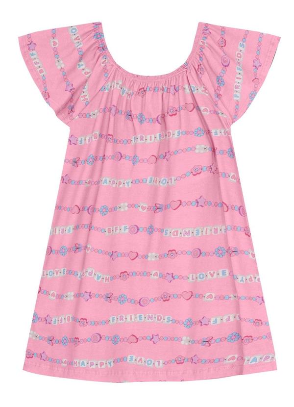 Brandili - Vestido Infantil Menina em Malha Rosa