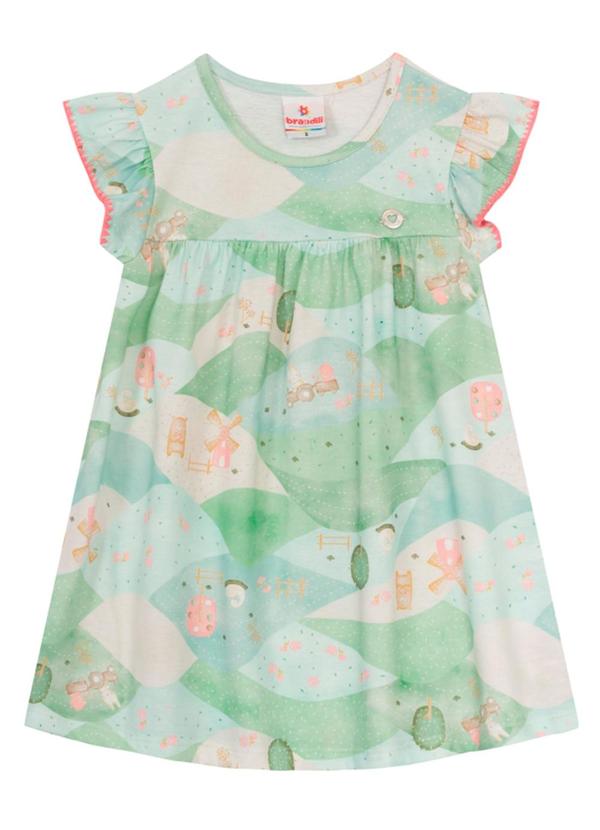 Brandili - Vestido Infantil Menina em Malha Verde