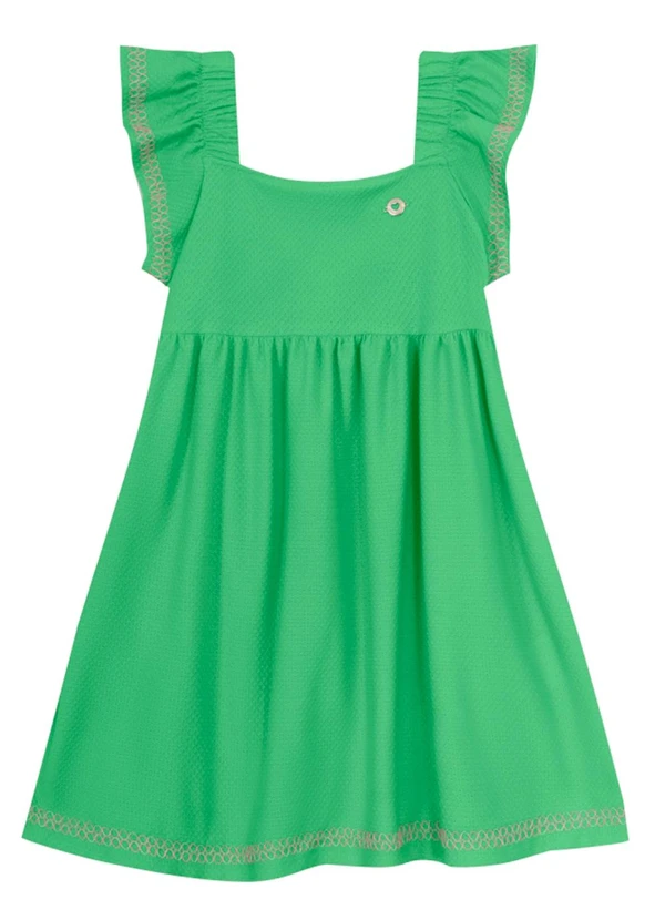 Brandili - Vestido Infantil Menina em Malha Verde