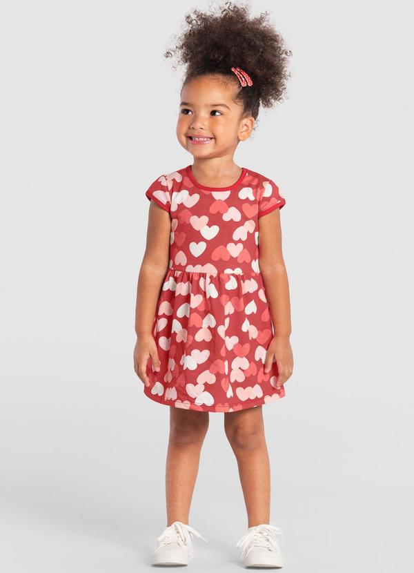Brandili - Vestido Infantil Menina em Malha Vermelho