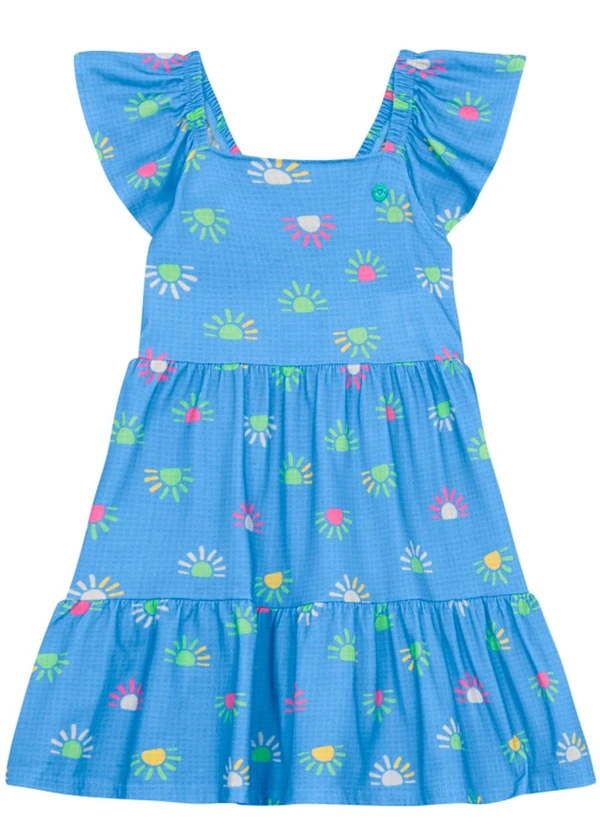 Brandili - Vestido Infantil Menina em Meia Malha Azul