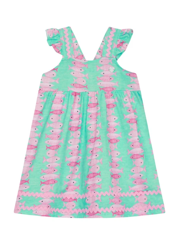 Brandili - Vestido Infantil Menina em Meia Malha Azul