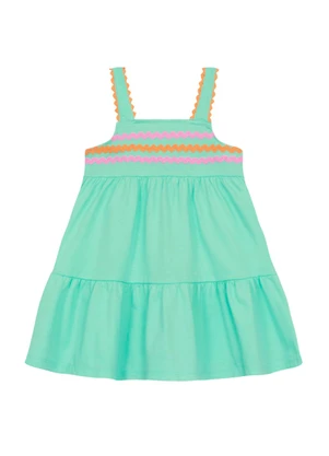 Brandili - Vestido Infantil Menina em Meia Malha Azul - BRANDILI