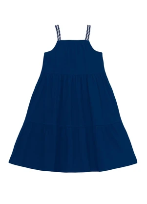Brandili - Vestido Infantil Menina em Meia Malha Azul - BRANDILI