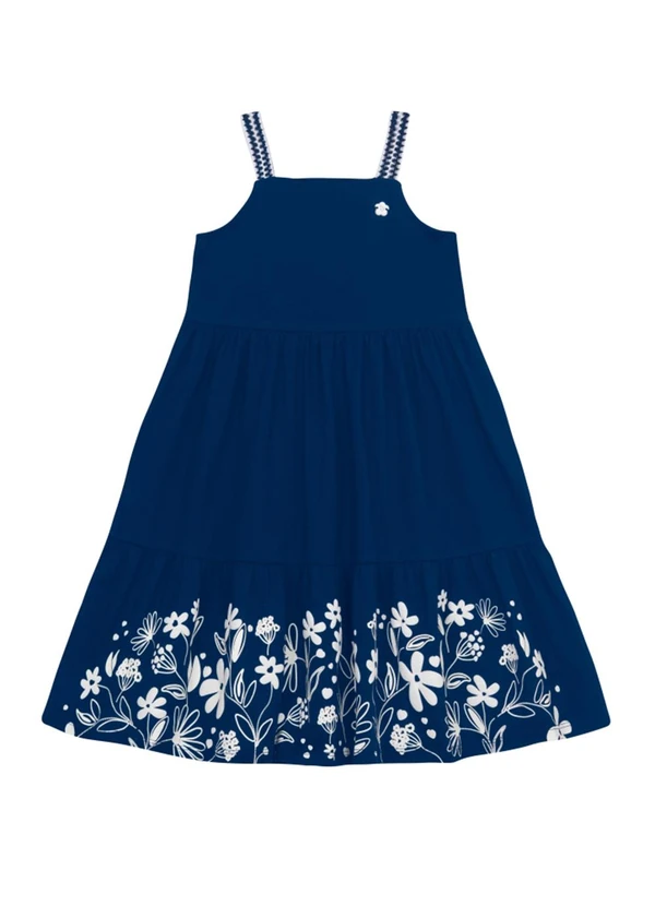 Brandili - Vestido Infantil Menina em Meia Malha Azul