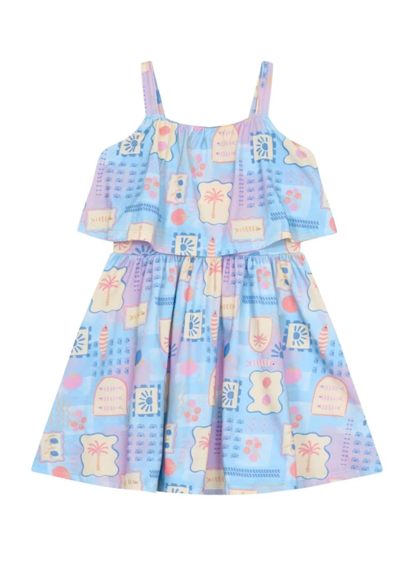 Brandili - Vestido Infantil Menina em Meia Malha Azul