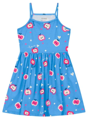 Brandili - Vestido Infantil Menina em Meia Malha Azul - BRANDILI