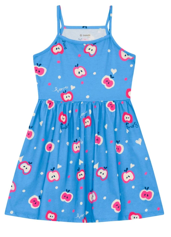 Brandili - Vestido Infantil Menina em Meia Malha Azul