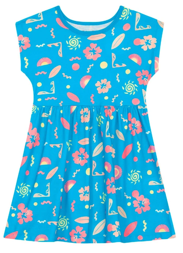 Brandili - Vestido Infantil Menina em Meia Malha Azul