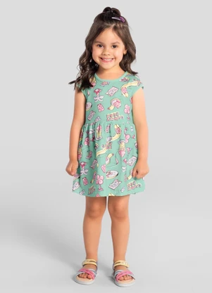 Brandili - Vestido Infantil Menina em Meia Malha Azul - BRANDILI