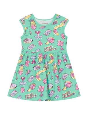 Brandili - Vestido Infantil Menina em Meia Malha Azul - BRANDILI