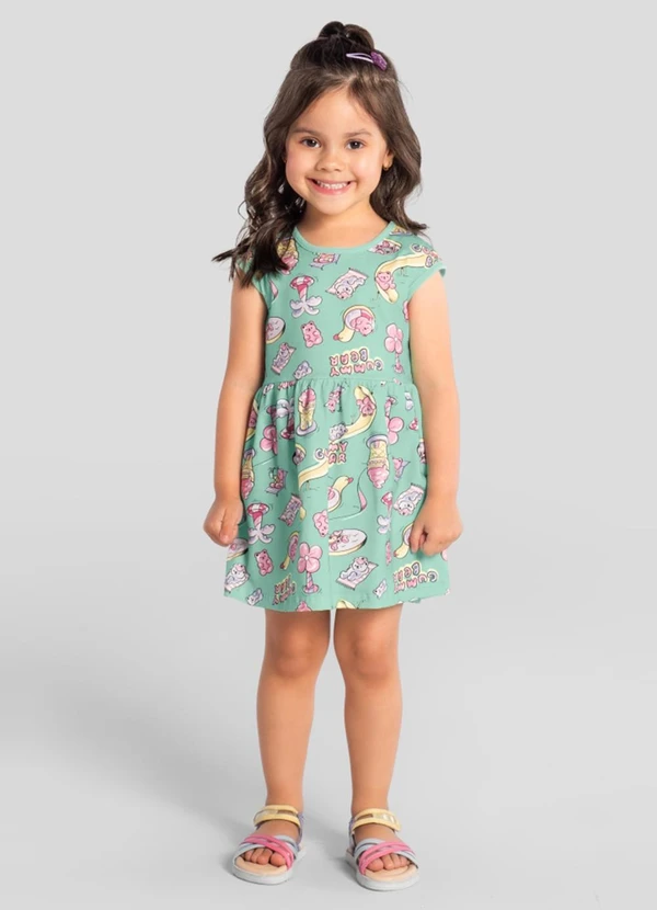 Brandili - Vestido Infantil Menina em Meia Malha Azul