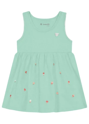 Brandili - Vestido Infantil Menina em Meia Malha Azul - BRANDILI