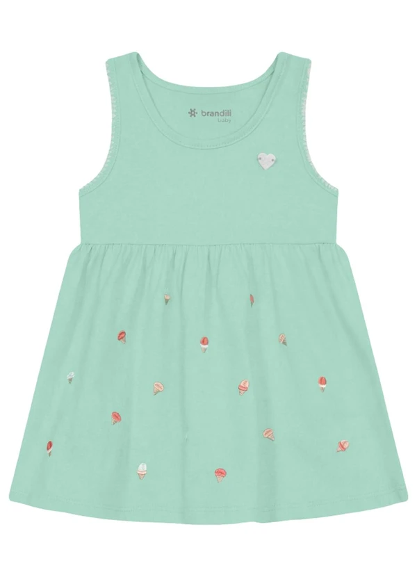 Brandili - Vestido Infantil Menina em Meia Malha Azul