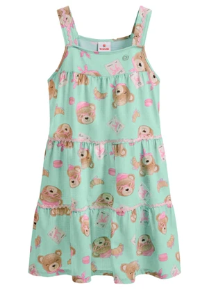 Brandili - Vestido Infantil Menina em Meia Malha Azul - BRANDILI
