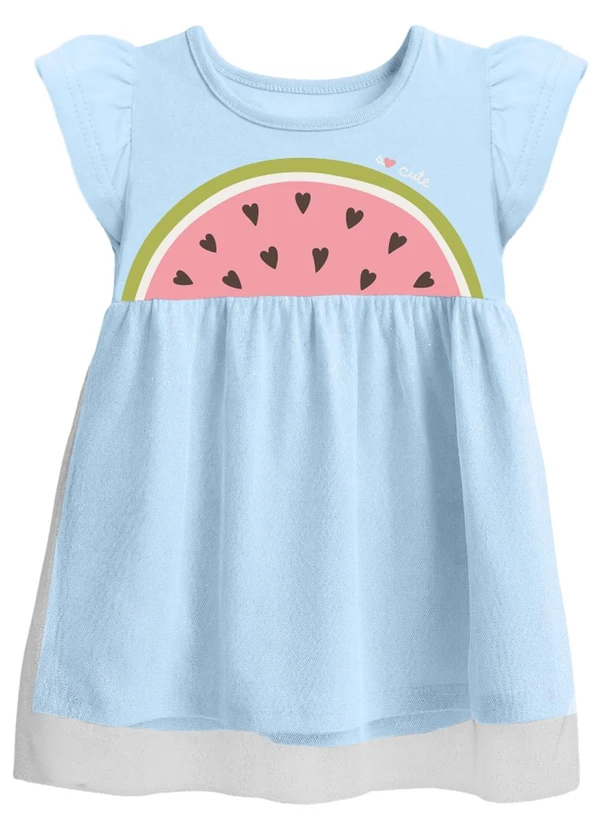 Brandili - Vestido Infantil Menina em Meia Malha Azul