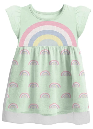 Brandili - Vestido Infantil Menina em Meia Malha Azul - BRANDILI