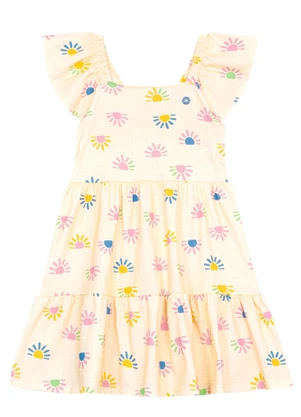 Brandili - Vestido Infantil Menina em Meia Malha Bege - BRANDILI
