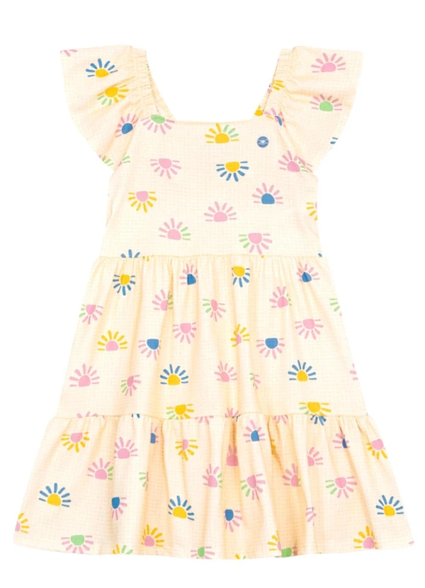 Brandili - Vestido Infantil Menina em Meia Malha Bege