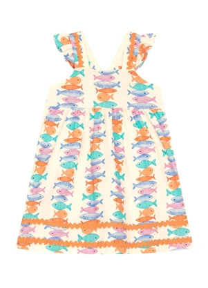 Brandili - Vestido Infantil Menina em Meia Malha Bege - BRANDILI