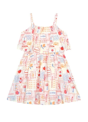 Brandili - Vestido Infantil Menina em Meia Malha Bege - BRANDILI