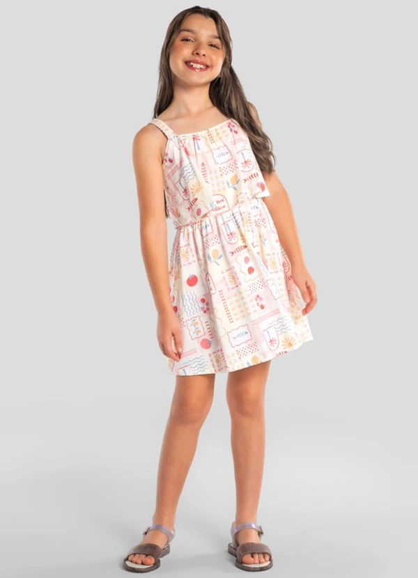 Brandili - Vestido Infantil Menina em Meia Malha Bege
