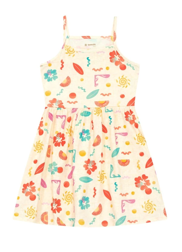 Brandili - Vestido Infantil Menina em Meia Malha Bege