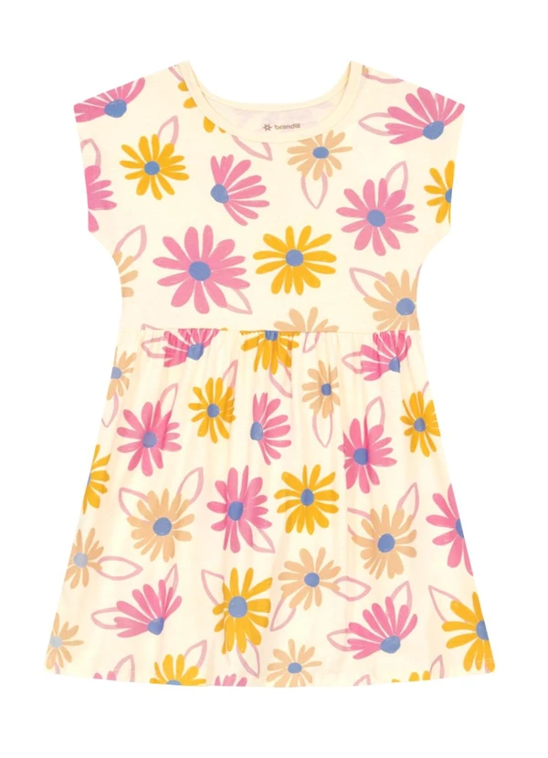 Brandili - Vestido Infantil Menina em Meia Malha Bege