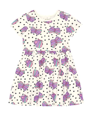 Brandili - Vestido Infantil Menina em Meia Malha Bege - BRANDILI