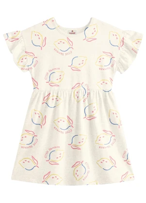 Brandili - Vestido Infantil Menina em Meia Malha Bege - BRANDILI