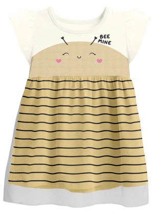 Brandili - Vestido Infantil Menina em Meia Malha Bege - BRANDILI