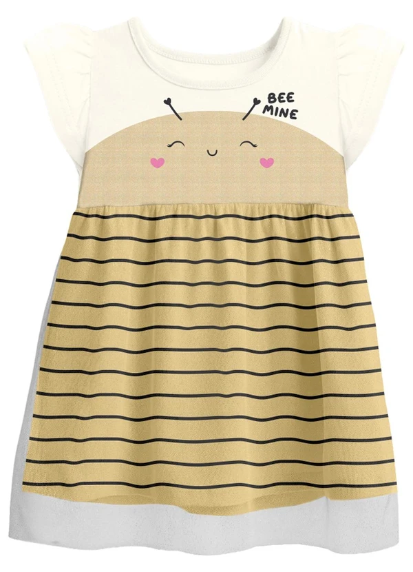 Brandili - Vestido Infantil Menina em Meia Malha Bege
