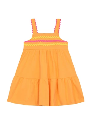 Brandili - Vestido Infantil Menina em Meia Malha Laranja - BRANDILI