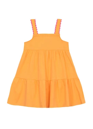 Brandili - Vestido Infantil Menina em Meia Malha Laranja - BRANDILI