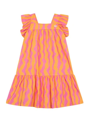 Brandili - Vestido Infantil Menina em Meia Malha Laranja - BRANDILI