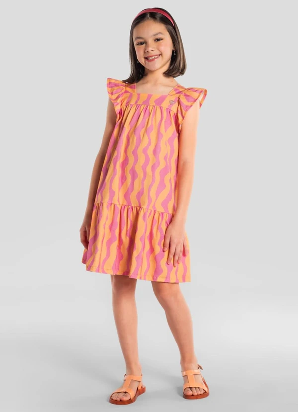 Brandili - Vestido Infantil Menina em Meia Malha Laranja