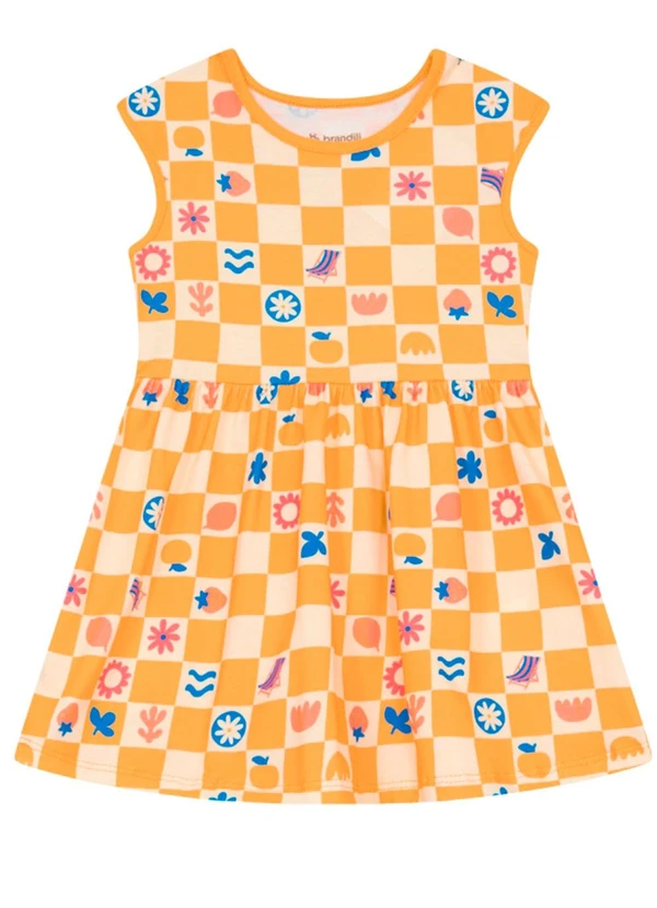 Brandili - Vestido Infantil Menina em Meia Malha Laranja