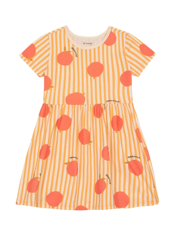 Brandili - Vestido Infantil Menina em Meia Malha Laranja