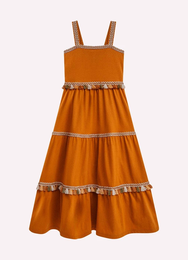 Nanai - Vestido Infantil Menina em Meia Malha Marrom 2