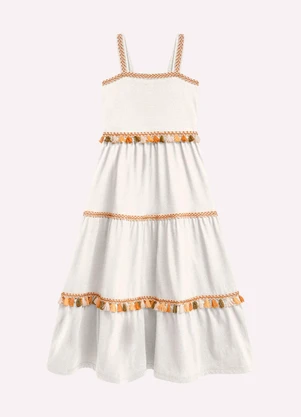 Nanai - Vestido Infantil Menina em Meia Malha Off White - NANAI